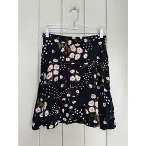 Madewell A-Line Mini Skirt 2 Polka Daisies Black Purple Rayon MB002